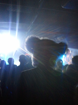 The photos I took of the SMOKE SWIG SWEAR album launch at Assembly are too shameful so instead here is a picture of the bear head guy who was standing in front of me.